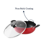 Vinod Zest Deep Kadhai with Glass Lid | Grocsy