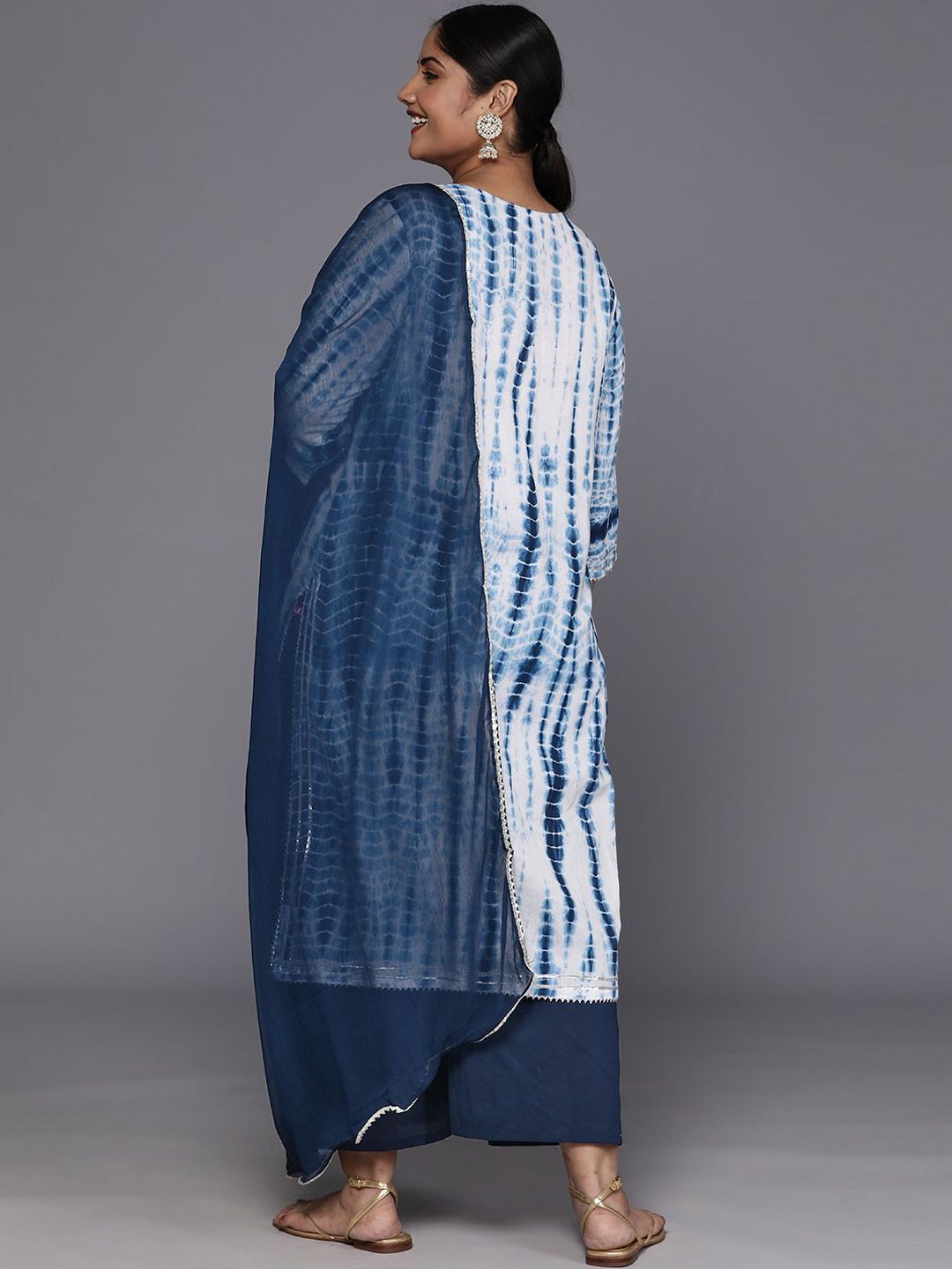 Sztori Women Leheriya Printed Pure Cotton Straight Kurta & Palazzos With Dupatta | Grocsy
