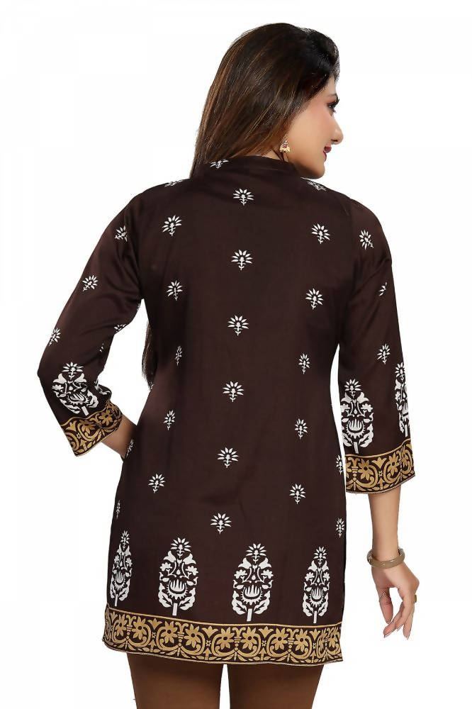 Snehal Creations Endearing Ethnicity Short Brown Tunic | Grocsy