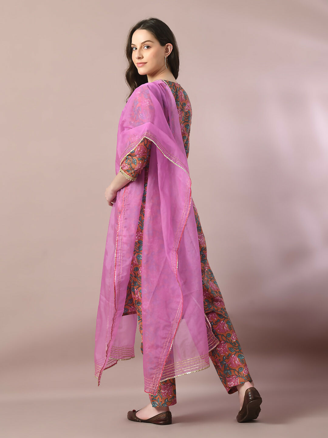 Myshka Women's Multi Printed Cotton Straight Party Kurta Set With Dupatta | Grocsy