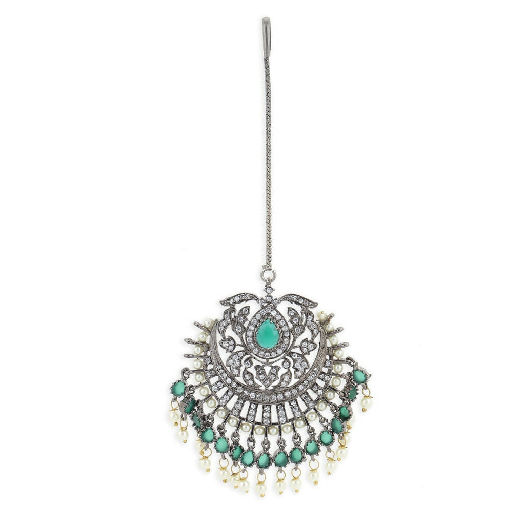 Diamond and Pearl Maang Tikka- Ruby Raang | Grocsy