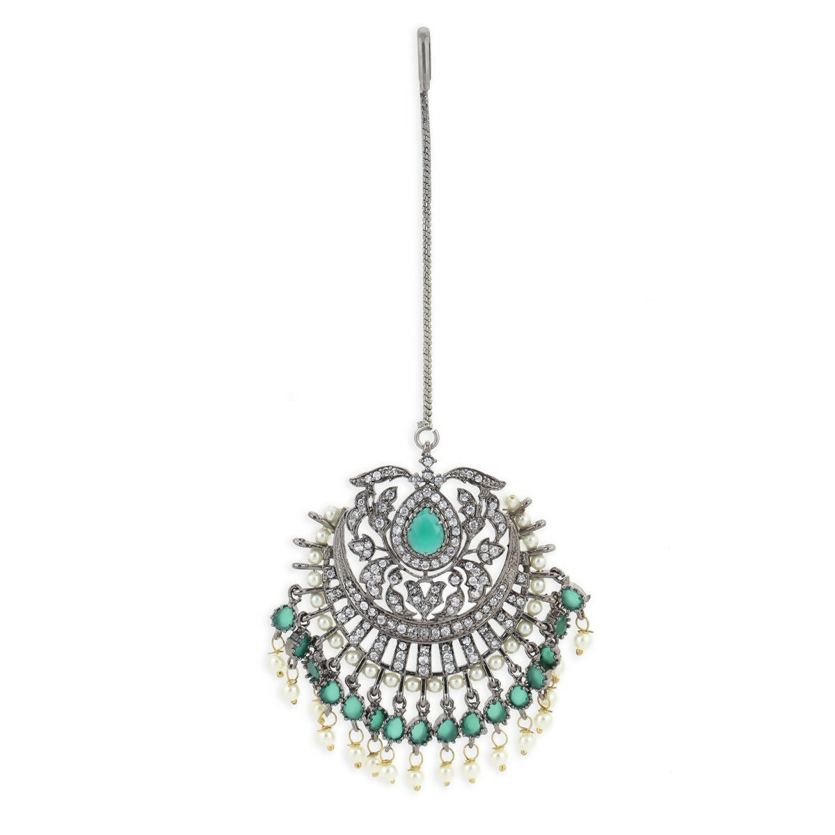 Diamond and Pearl Maang Tikka- Ruby Raang | Grocsy