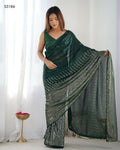 Green Georgette Designer Sequence Embroidery Work Saree - Sitare | Grocsy