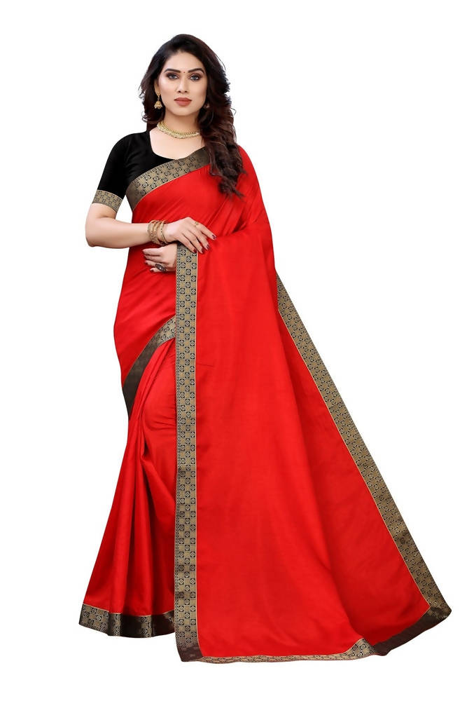 Vamika Red Dola Silk Border Saree (Kirti Red) | Grocsy