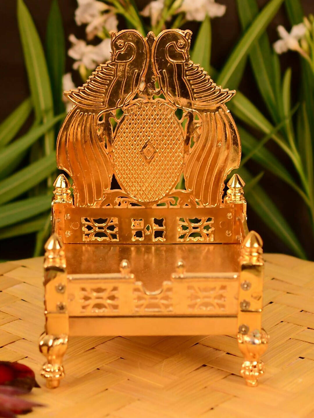CraftVatika Gold-Toned Singhasan Chowkie | Grocsy
