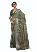 Joban Fashion Green Art Silk With Fine Viscose Border Ajrak Full Body Print With Soft Finish Saree | Grocsy