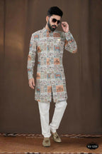 Joban Fashion Men's Base Blue(Multi Colours) Georgette Kurta with Pyjama | Grocsy