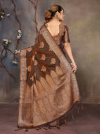Joban Fashion Copper Woven Jacquard Banarasi Silk Sarees | Grocsy