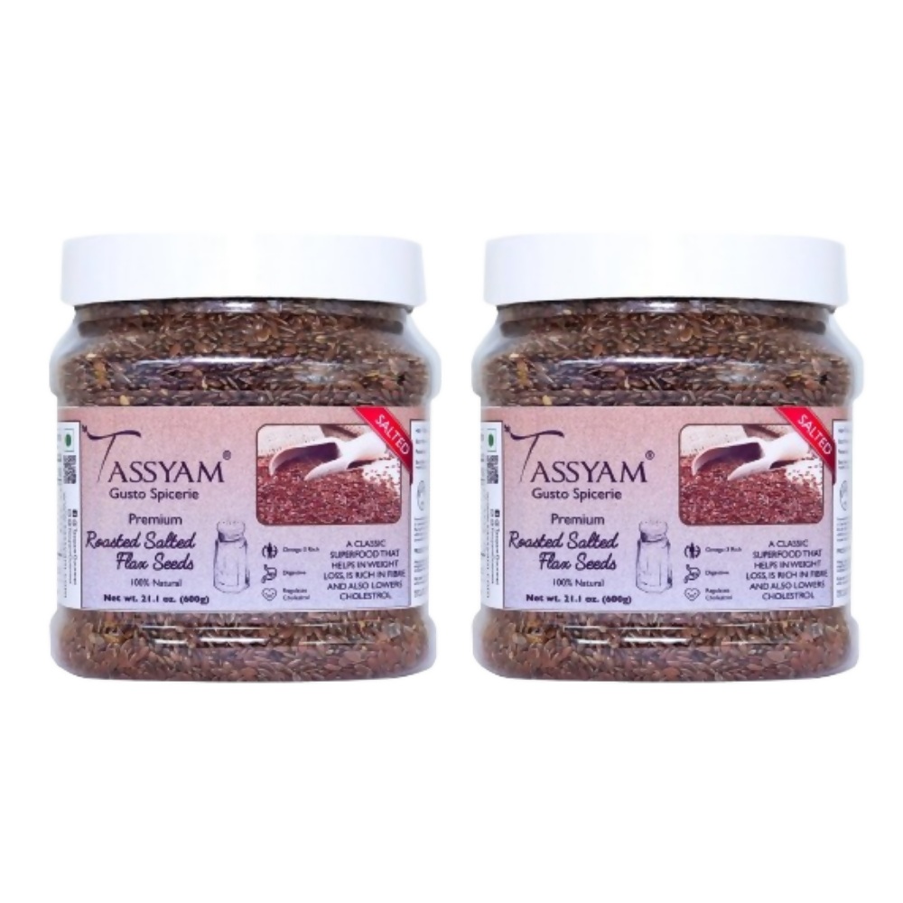 Tassyam Organics Salted Flax Seeds - Jar | Grocsy