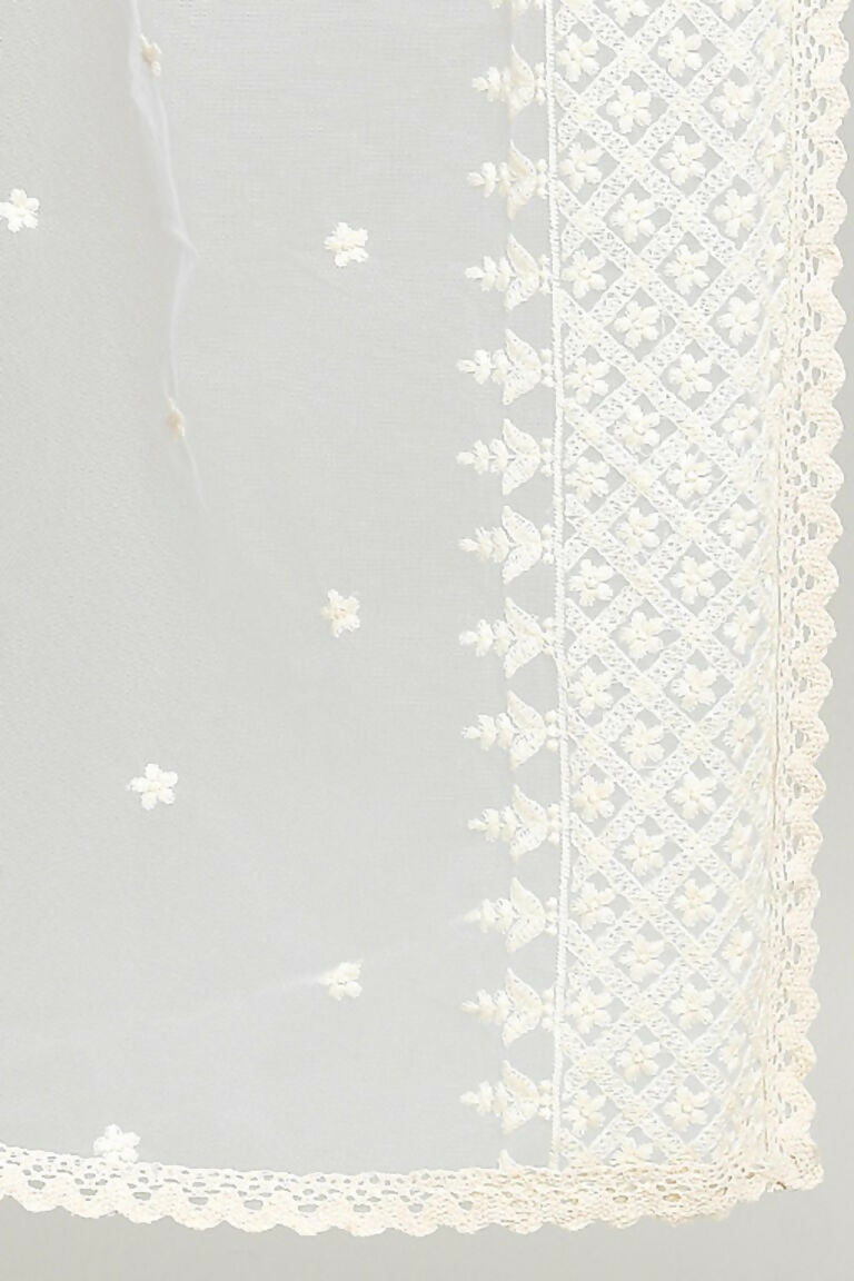Joban Fashion White Cotton Embroidery Work Pakistani Karanchi Dupatta | Grocsy