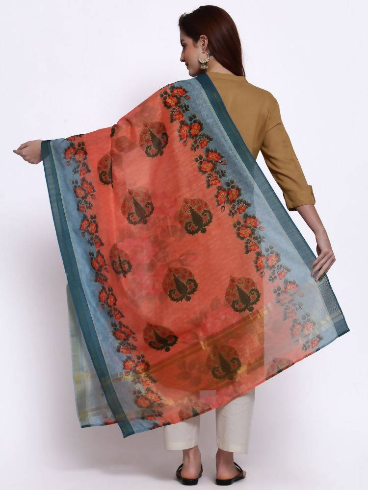 Myshka Women's Traditional Multi Cotton Silk Printed Casual Dupatta | Grocsy