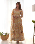 Teeya Creation Multicolor Digital Print Faux Georgette Anarkali With Pants And Dupatta | Grocsy