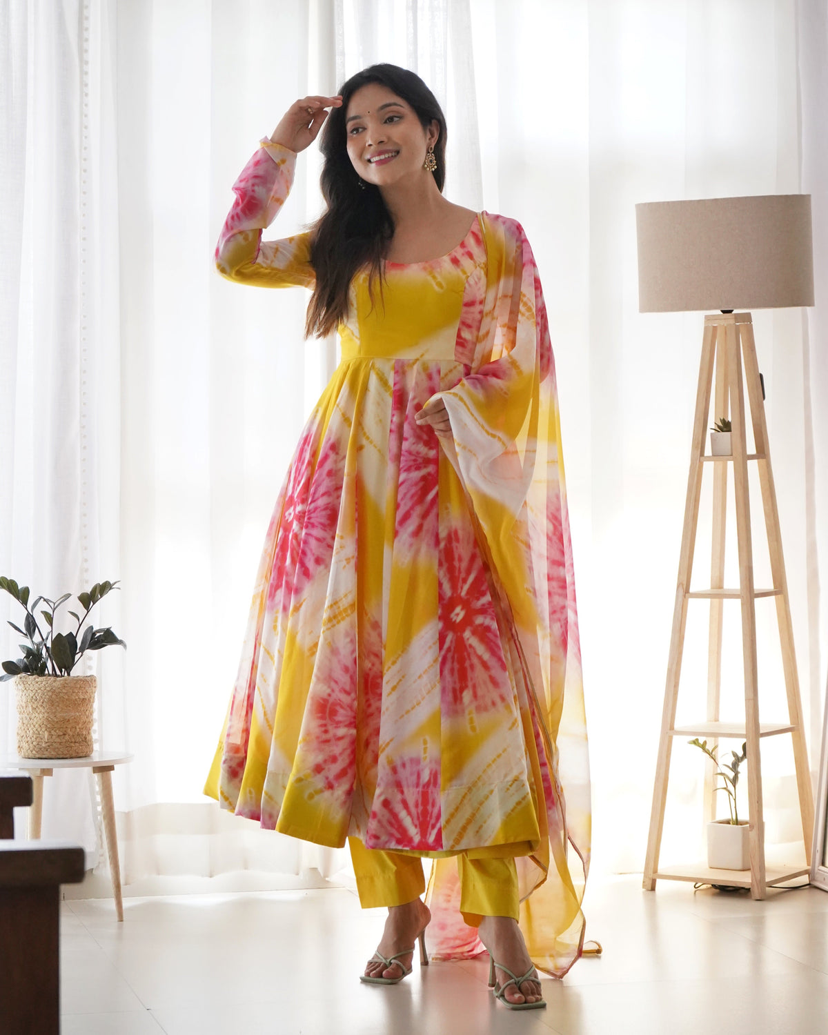 Teeya Creation Multicolor Digital Print Soft organza Anarkali With Pants And Dupatta | Grocsy