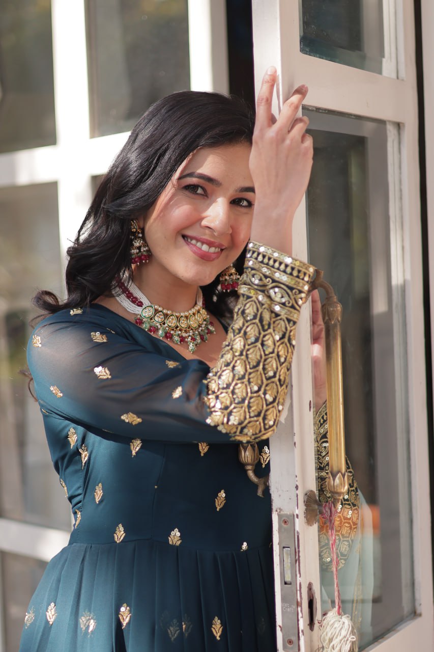 Teeya Creation Morpich Color Faux Georgette Heavy Work Fully Stitched Anarkali Gown | Grocsy