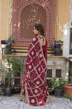 Teeya Creation Maroon Color Stra Georgette Heavy Embroidery Work Fully Stitched Gown | Grocsy