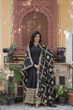 Teeya Creation Black Color Stra Georgette Heavy Embroidery Work Fully Stitched Gown | Grocsy