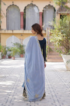 Teeya Creation Blue Color Faux georgette Heavy Embroidery Work Fully Stitched Palazzo | Grocsy