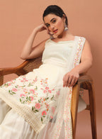 Teeya Creation Cream Color Faux georgette Heavy Embroidery Work Fully Stitched Sharara Set | Grocsy
