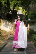 Teeya Creation Pink Color Georgette Fabric Heavy Embroidery Work Fully Stitched Gown | Grocsy