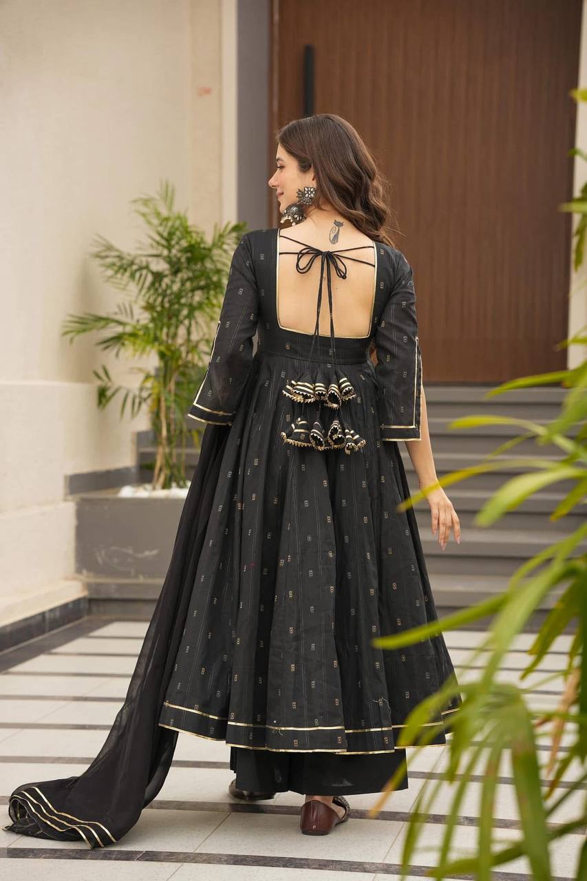 Teeya Creation Black Color Muslin Silk Digital Printed Anarkali gown | Grocsy