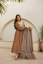 Teeya Creation Multi Green Color Muslin Silk Digital Printed Anarkali gown | Grocsy
