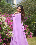 Teeya Creation Baby Pink Color Georgette Fabric Heavy Embroidery Work Fully Stitched Gown | Grocsy