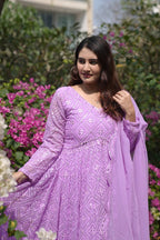 Teeya Creation Baby Pink Color Georgette Fabric Heavy Embroidery Work Fully Stitched Gown | Grocsy