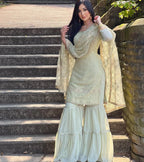 Teeya Creation Pista Colour Chinon Silk Heavy Embroidery Work Fully Stitched Salwar Suit | Grocsy