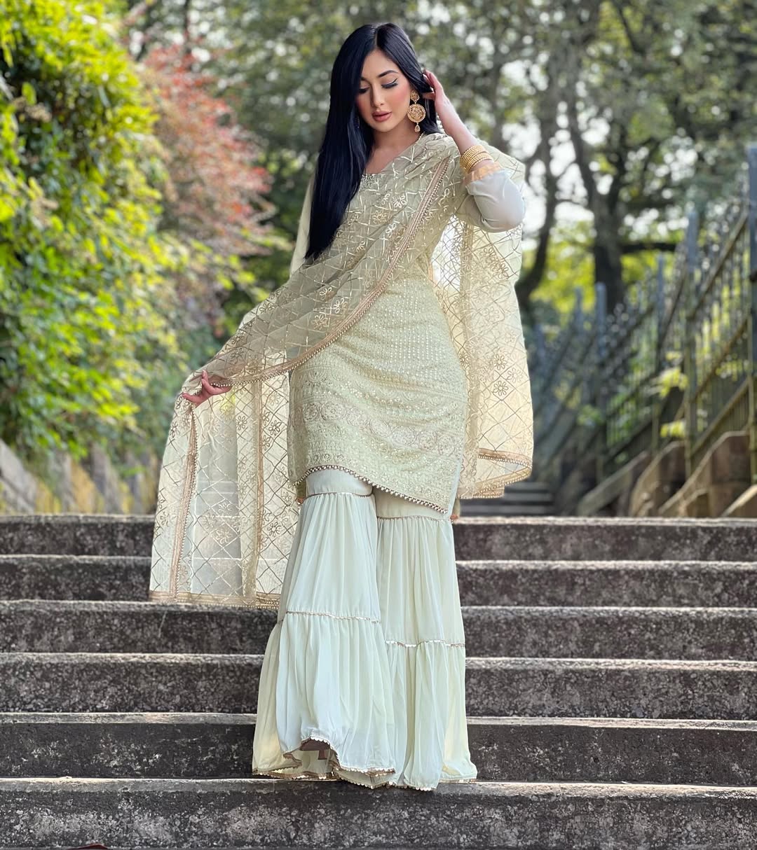 Teeya Creation Pista Colour Chinon Silk Heavy Embroidery Work Fully Stitched Salwar Suit | Grocsy