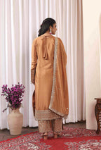 Teeya Creation Peach Color Chinon Silk Heavy Embroidery Work Fully Stitched Salwar Suit | Grocsy