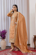 Teeya Creation Peach Color Chinon Silk Heavy Embroidery Work Fully Stitched Salwar Suit | Grocsy