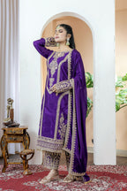 Teeya Creation Purple Color Chinon Silk Heavy Embroidery Work Fully Stitched Salwar Suit | Grocsy