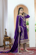 Teeya Creation Purple Color Chinon Silk Heavy Embroidery Work Fully Stitched Salwar Suit | Grocsy