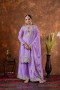 Teeya Creation Lavender Color Chinon Silk Heavy Embroidery Work Fully Stitched Salwar Suit | Grocsy