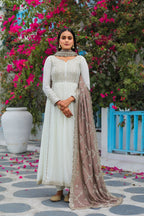 Teeya Creation White Color Chinon Silk Heavy Embroidery Work Fully Stitched Gown | Grocsy