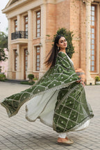 Teeya Creation White Color Chinon Silk Heavy Embroidery Work Fully Stitched Gown | Grocsy