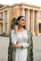 Teeya Creation White Color Chinon Silk Heavy Embroidery Work Fully Stitched Gown | Grocsy