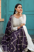 Teeya Creation White Color Chinon Silk Heavy Embroidery Work Fully Stitched Gown | Grocsy
