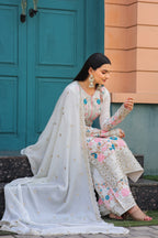 Teeya Creation White Color Chinon Silk Heavy Embroidery Work Fully Stitched Salwar Suit | Grocsy