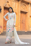 Teeya Creation White Color Chinon Silk Heavy Embroidery Work Fully Stitched Salwar Suit | Grocsy