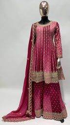 Teeya Creation Multi Colour Chinon Silk Heavy Embroidery Sequence Work Fully Stitched Salwar Suit | Grocsy
