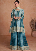 Teeya Creation Multi Colour Chinon Silk Heavy Embroidery Sequence Work Fully Stitched Salwar Suit | Grocsy