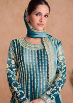 Teeya Creation Multi Colour Chinon Silk Heavy Embroidery Sequence Work Fully Stitched Salwar Suit | Grocsy