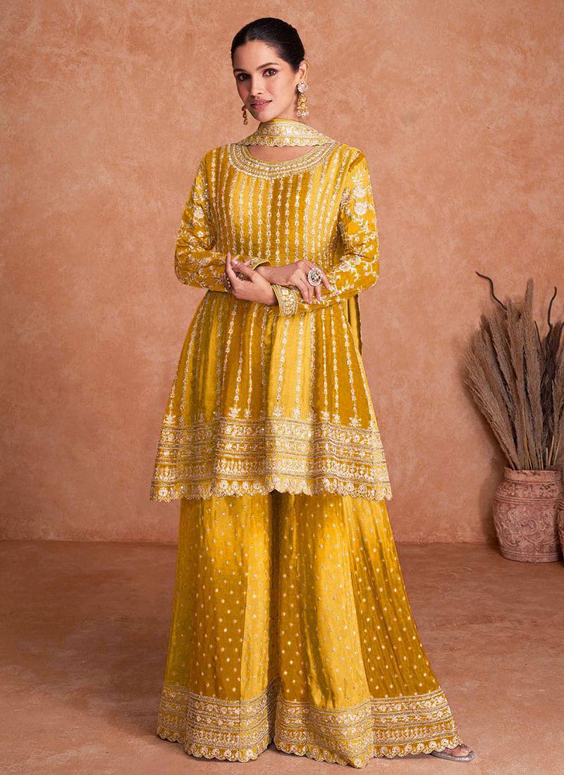Teeya Creation Multi Colour Chinon Silk Heavy Embroidery Sequence Work Fully Stitched Salwar Suit | Grocsy