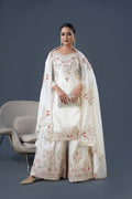 Teeya Creation White Colour Chinnon Silk Heavy Embroidery Work Fully Stitched Palazzo Pair | Grocsy