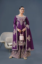 Teeya Creation White Colour Chinnon Silk Heavy Embroidery Work Fully Stitched Palazzo Pair | Grocsy