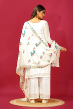 Teeya Creation White Colour Chinon Silk Heavy Embroidery Work Fully Stitched Salwar Suit | Grocsy