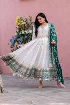 Teeya Creation White Colour Faux Georgette Heavy Embroidery Work Fully Stitched Gown | Grocsy