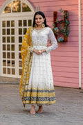 Teeya Creation White Colour Faux Georgette Heavy Embroidery Work Fully Stitched Gown | Grocsy