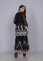 Teeya Creation Black Color Georgette Fabric Heavy Embroidery And Real Mirror Work Fully Stitched Salwar Suit | Grocsy